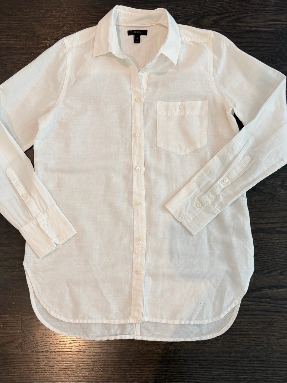 J. Crew White Linen Button-Down Shirt